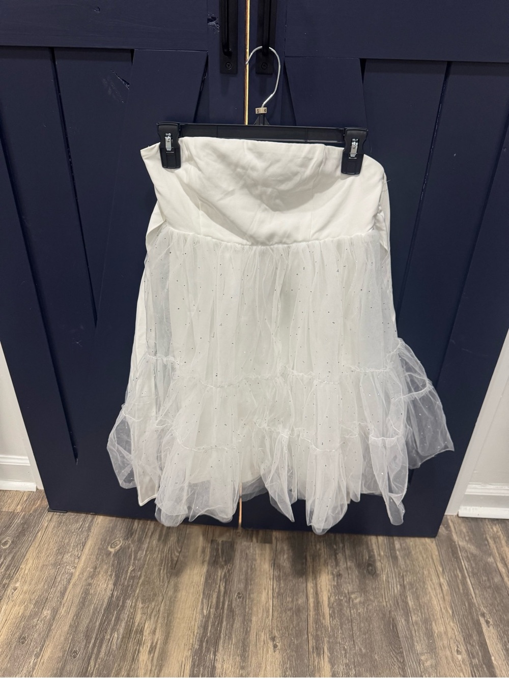 Altar'd State Dolly White Strapless Tiered Tulle mini dress